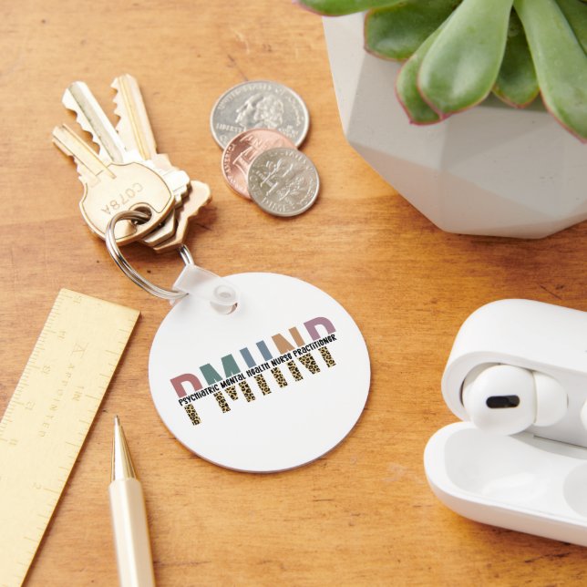 Porte-clés PMHNP Empreinte de léopard Psychiatrie Santé menta (Bureau)