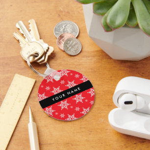 Porte-clés Pneus blancs, Rouge, Votre nom, Personnaliser