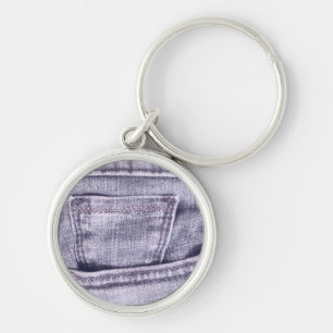Porte-clés Poche Jeans Bleu, Tissu, Coutures