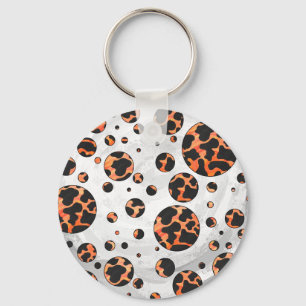 Porte-clés Poche noire et orange Polka Imprimer