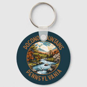 Porte-clés Pocono Mountains Pennsylvania Sunset Retro Art
