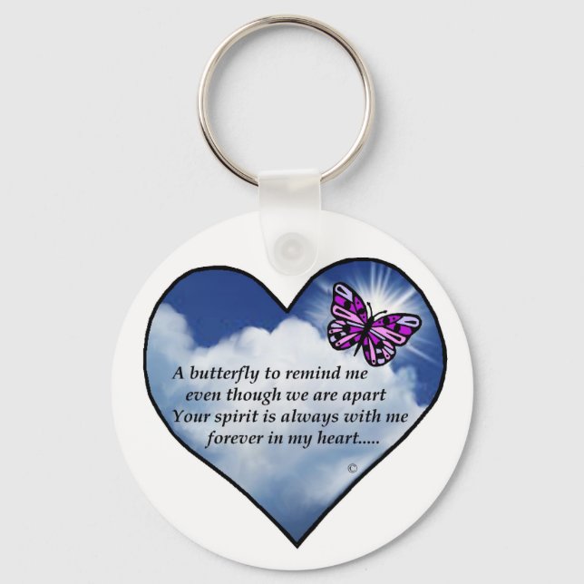 Porte-clés Poème de coeur papillon (Recto)
