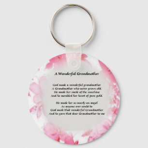 Porte-clés Poème de grand-mère - floral rose