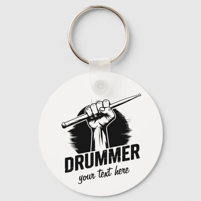 Porte-clés Poing Drummer Personnalisé À La Mode Avec Baguette (Recto)