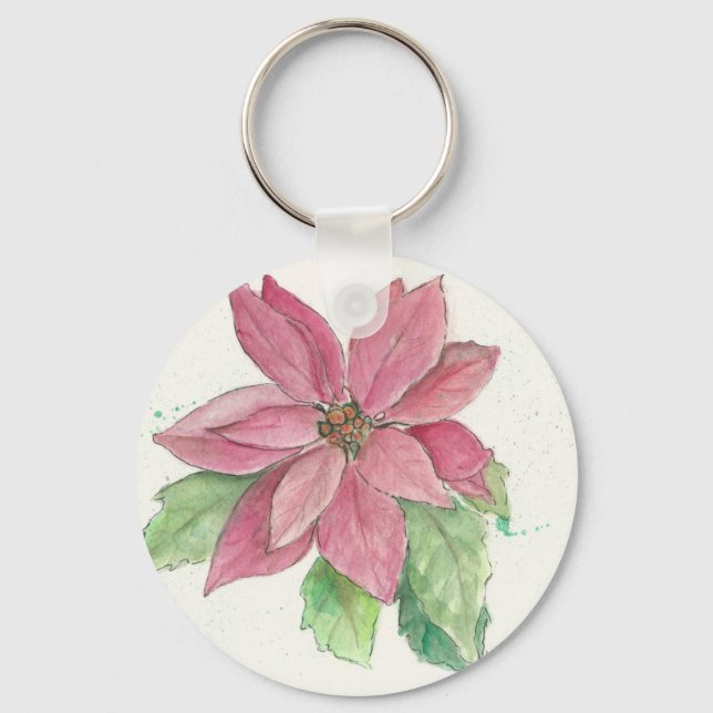 Porte-clés Poinsettia design sur un Porte - clé (Recto)