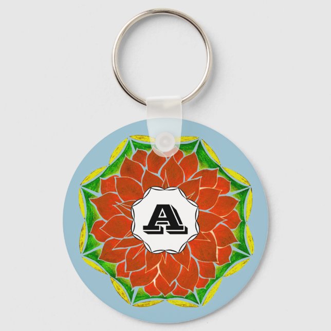 Porte-clés POINSETTIA MODERNE dans l'ORANGE (Recto)