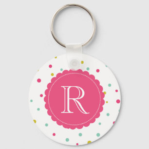 Porte-clés Points Confetti colorés mignons Monogramme Motif