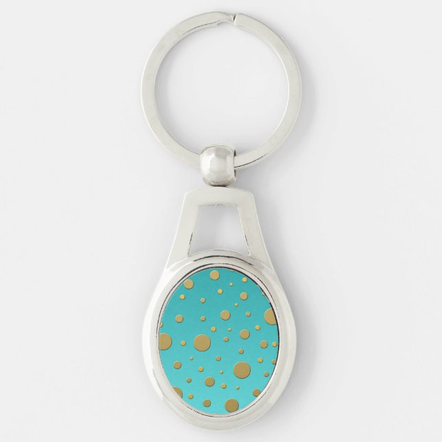 Porte-clés Points dorés modernes sur fond turquoise (Devant)