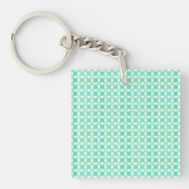 Porte-clés points texturés verts et turquoise (Devant)