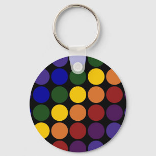 Porte-clés Pois arc-en-ciel en noir