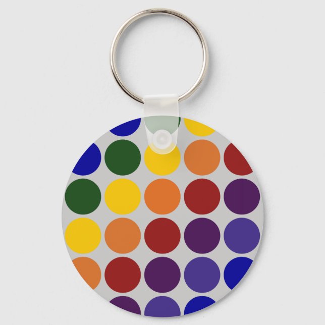 Porte-clés Pois arc-en-ciel sur gris (Recto)