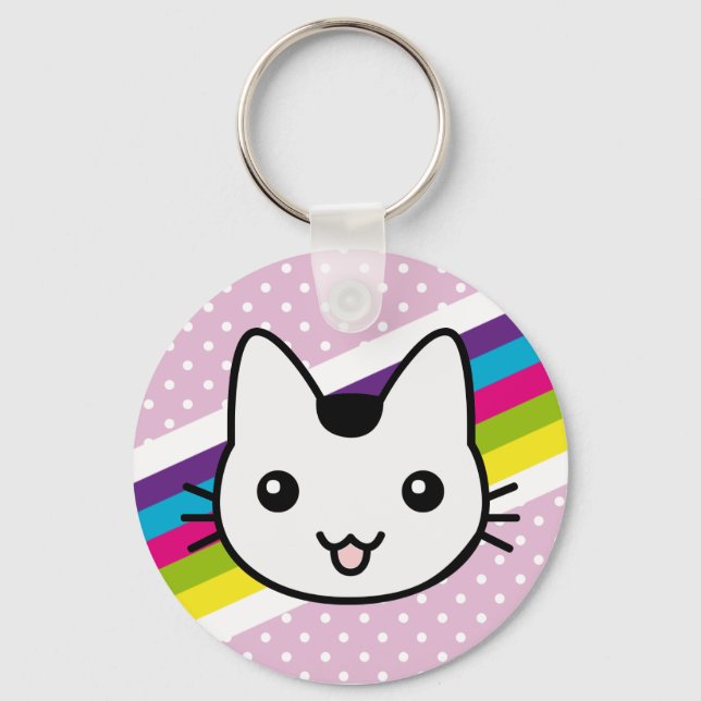 Porte-clés pois de chat blanc (Recto)