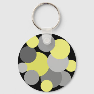 Porte-clés Pois jaunes et gris