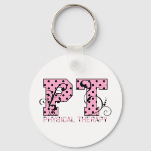 Porte-clés pois noir et rose de pinte