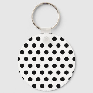 Porte-clés Pois noirs et blancs personnalisés