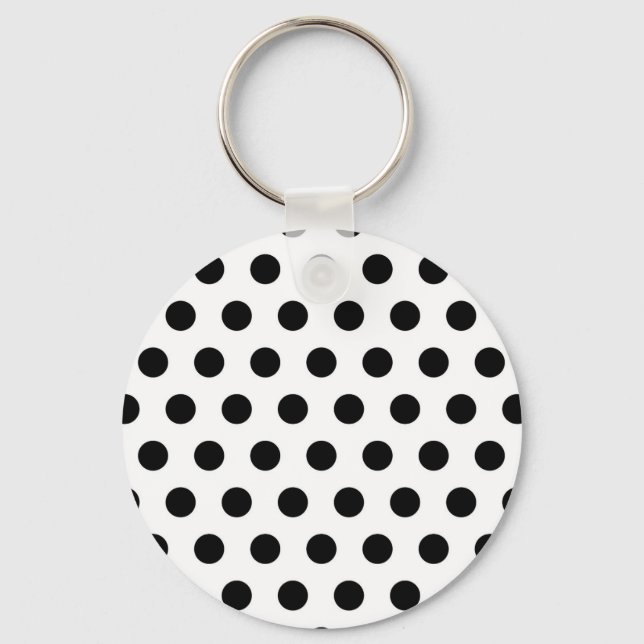 Porte-clés Pois noirs et blancs personnalisés (Recto)