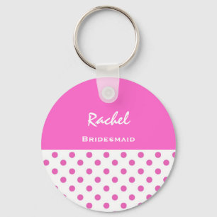 Porte-clés Pois rose KC03 de demoiselle d'honneur