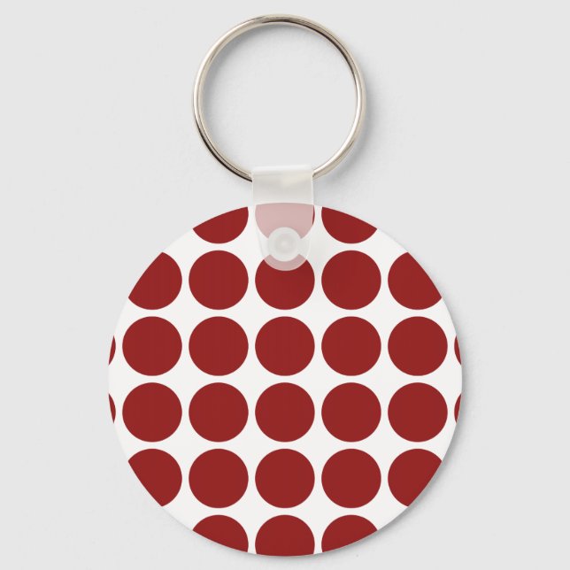 Porte-clés Pois rouges en blanc (Recto)