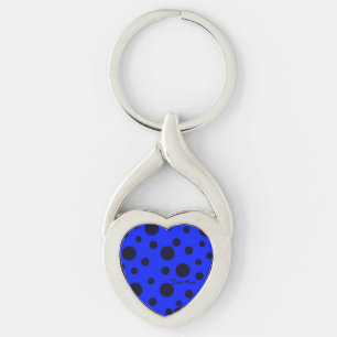 Porte-clés Pois simple Noir moderne sur motif bleu