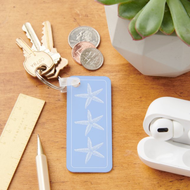 Porte-clés Poisson blanc côtier sur bleu Personnalisé (Bureau)