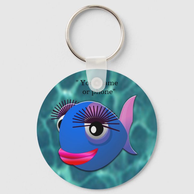 Porte-clés Poisson bleu stylisé (Recto)