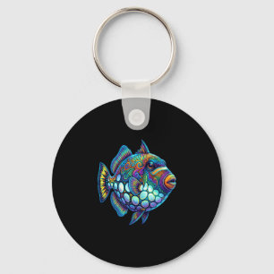 Porte-clés Poisson-clown déclencheur coloré, œuvre d'art abst