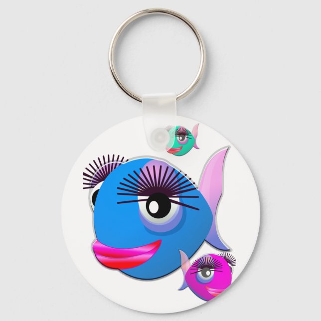 Porte-clés Poisson de dessin avec lèvres BIg et cils (Recto)