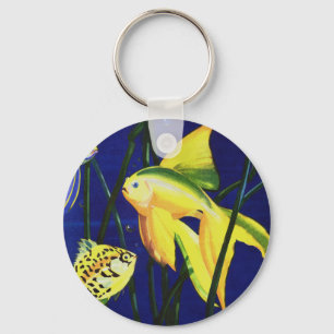 Porte-clés Poisson de la vie marine vintage, poisson rouge fa