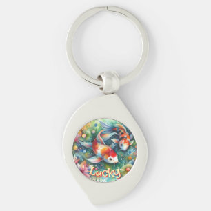 Porte-clés Poisson Koï Chanceux Aquarelle Fantaisiste Personn