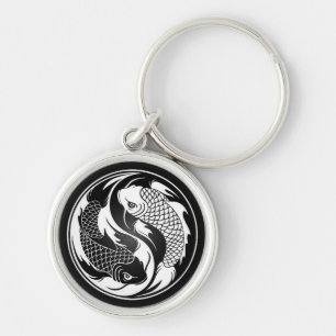 Porte-clés Poissons blancs et noirs de Yin Yang Koi