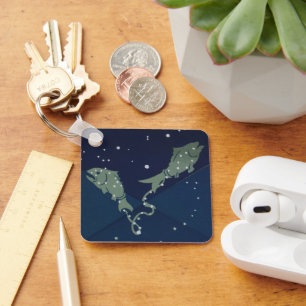 Porte-clés Poissons Constellation Zodiaque Vintage Astrologie