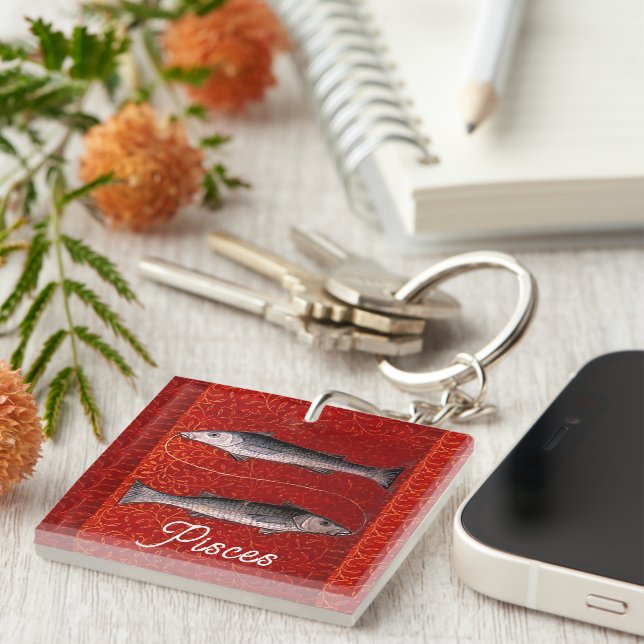 Porte-clés Poissons signe Zodiaque Poisson fête d'anniversair (Devant Droit)