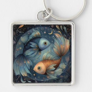 Porte-clés Poissons Zodiaque Astrologie Céleste Anniversaire