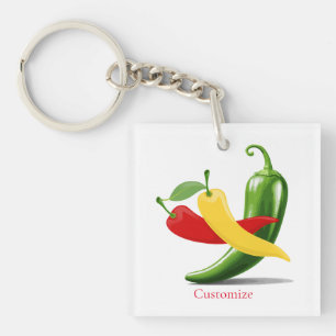 Porte-clés Poivrons verts rouges chili Thunder_Cove