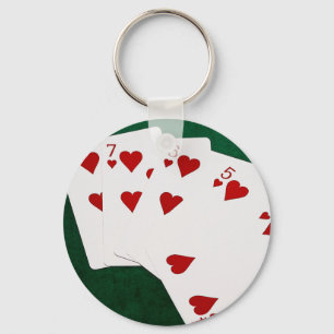 Porte-clés Poker Hands - Flush droit - Coeur