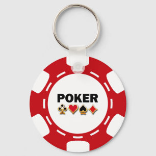 PORTE-CLÉS POKER ROUGE ET BLANC