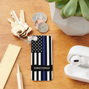 Porte-clés Police de la ligne bleue mince