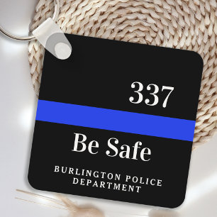 Porte-clés Police Officier Personnalisé Dept Mince Ligne Bleu