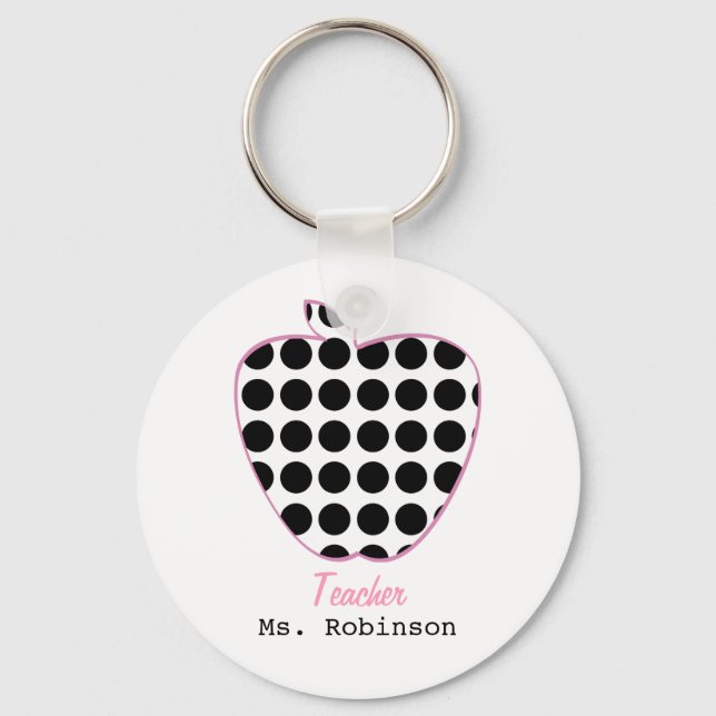 Porte-clés Polka Dot Apple enseignant (Recto)