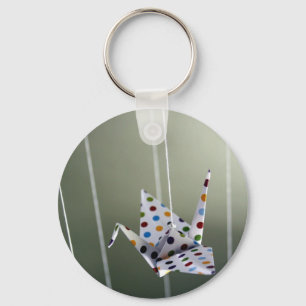 Porte-clés polka dot origami crane