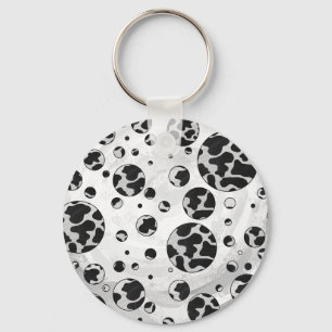 Porte-clés Polka Dot Vache noir et blanc