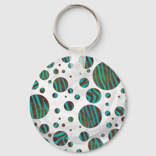 Porte-clés Polka Dot Zebra Brown et Turquoise