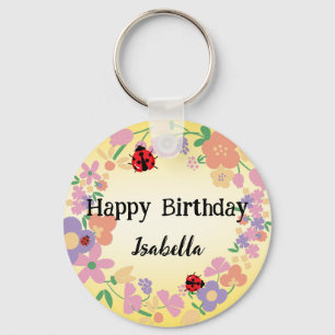 Porte-clés Polka rouge mignon point Ladybug Fleur de printemp