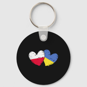 Porte-clés Pologne Ukraine Cœur Drapeaux Drapeau Double Polon