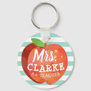 Porte-clés Pomme de l'enseignant   Nom personnalisé