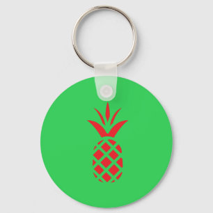 Porte-clés Pomme de pin rouge en vert