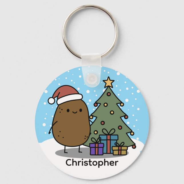 Porte-clés Pomme de terre de Noël personnalisée mignonne (Recto)