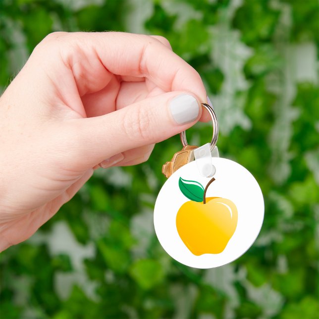 Porte-clés Pomme dorée Fruit jaune brillant (Créateur téléchargé)