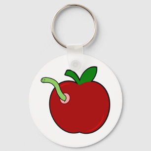 Porte-clés Pomme mignonne avec ver