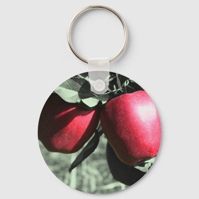 Porte-clés Pommes Rouges Sur Porte - clé Noir Et Blanc (Recto)